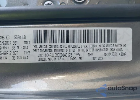 2019 Jeep Cherokee Latitude Fwd from USA, damaged, VIN 1C4PJLCX3KD148175